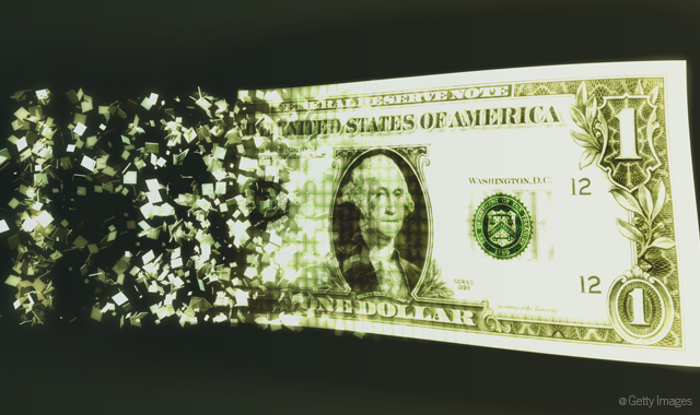 a US dollar being digitized